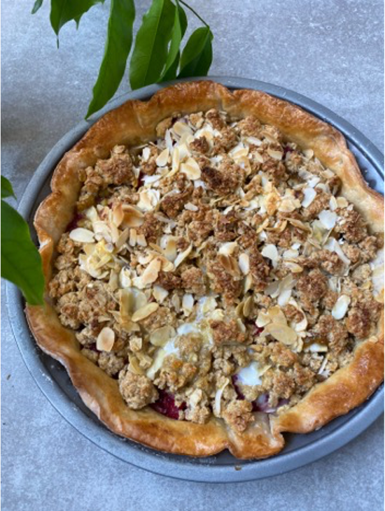 Glutenfri hallon- och rabarberpaj