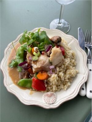 Asiatisk torskgryta med bulgur