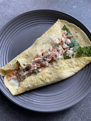Omelettwrap med kesokycklingröra